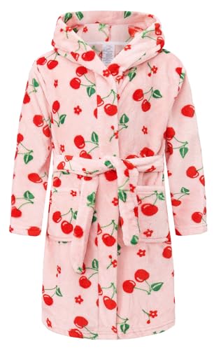 Image of Kids Hooded Bathrobe Girls Soft Plush Hooded Flannel Pajamas Sleepwear Boys Spa Robe