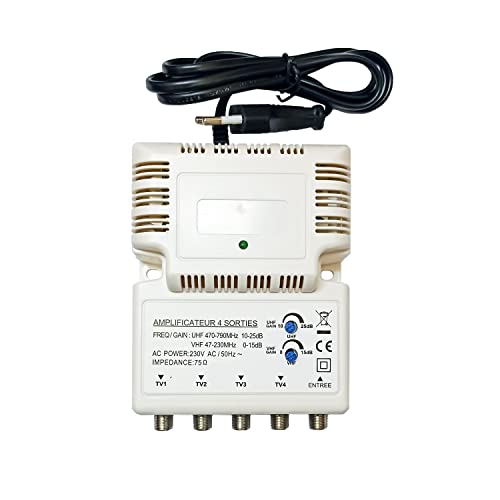 AMPLIFICATEUR TNT Blinde 4 Sorties ampli d'intérieur antenne TV 220V