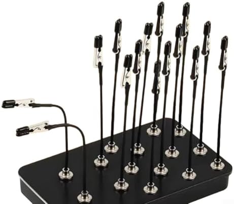 Minhe Model Metal Clamps 15 Pack with Storage Box for Hobby Painting, Bendable Alligator-Clips with Rubber Tips, Adjustable Model Holding Stand Base for Airbrush Spray Projects