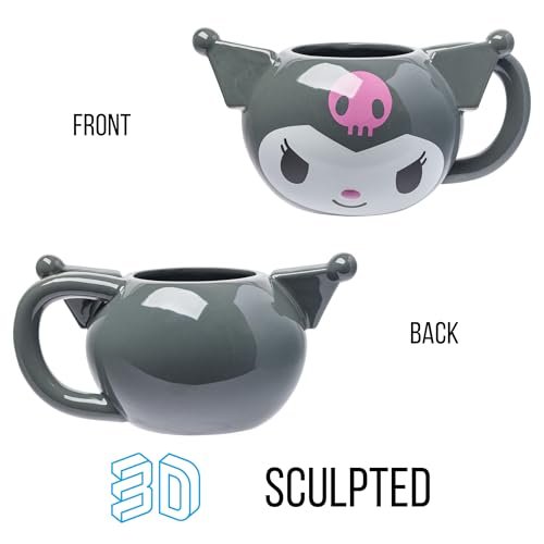 Image of Silver Buffalo Hello Kitty and Friends Kuromi Ceramic 3D Sculpted Mug, 20 Ounces