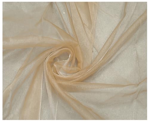 MDS Halloween Organza Fabric – Pack of 15 Yards, 44' Wide, Sheer Crystal Tulle for Haunted House Décor, Pumpkin Party Backdrops, Spooky Drapes, Costumes, DIY Crafts & Themed Events - Champagne Gold