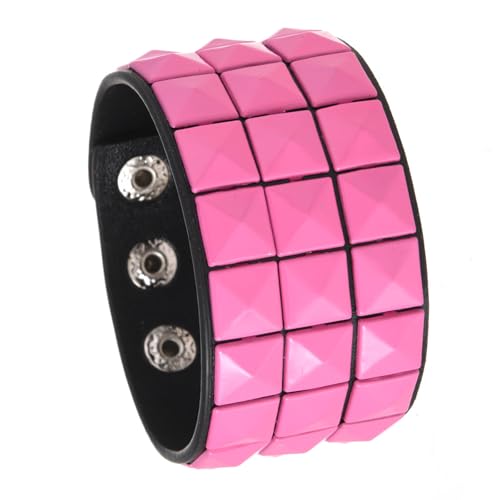 LXJLXD Abalorio unisex ajustable de cuero cuadrado punk para hombres y mujeres, cadena de mano para hombres y mujeres, talla única, como se describe