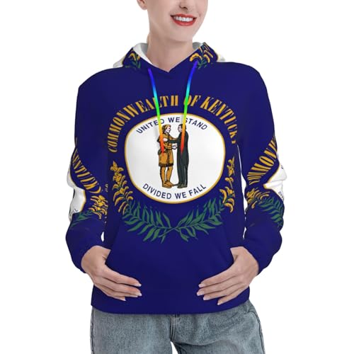 Sweat imprimé drapeau Kentucky pour femme pull à capuche extensible en coton doux