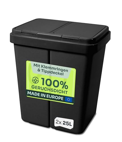 Gardissimo Duo Bin Müllbehälter schwarz mit Deckel 2 x ca...