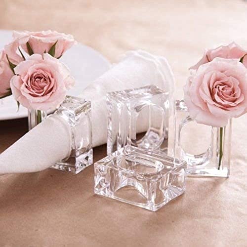Deco-Mate Acrylic Napkin Rings Bud Vase Flower Holder – Clear - Table Décor, 2-in 1 Set of 12