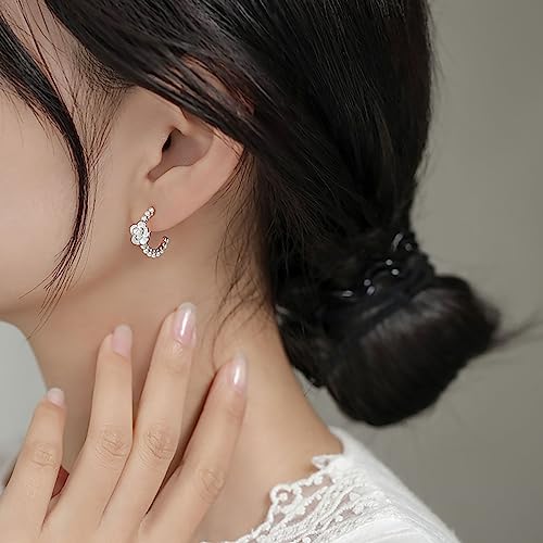 SLUYNZ Sterling Silver Flower Pearls Hoop Earrings for Women Teens Huggie Earrings Wedding Earrings for Statement Bridal Mothers Day Gifts Jewelry3