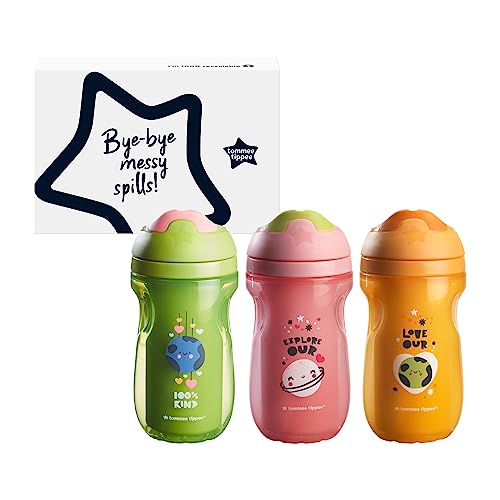 Tommee Tippee Insulated Sippy Cup, Water Bottle for Toddlers, Spill-Proof, 9oz, 12m+, 3 Count (Design May Vary)