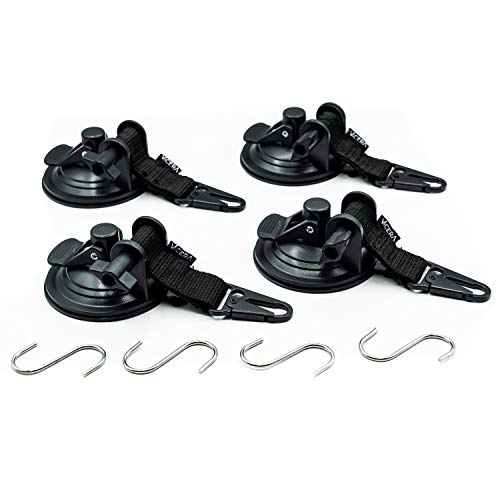 Vicera Ventosas para cristal, azulejos con ganchos - Ideal para furgonetas y camper para la sujeción de toldos 4-Pack