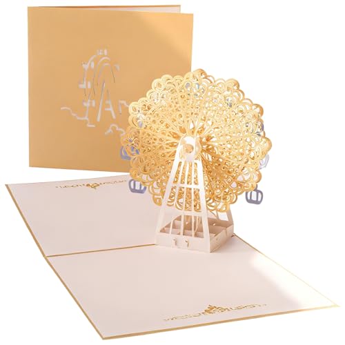 Carte Pop-up 3D Grande Roue - Carte De Vœux Anniversaire, Mariage, Noël