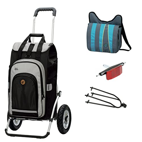 Andersen Einkaufstrolley Royal luftbereift mit Fahrrad Anhängerkupplung und 62 Liter Einkaufstasche Hydro 2.0 schwarz…