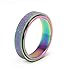 OreilleStar Anxiety Ring for Women Fidget Spinner Ring Fidget Toys Adults Titanium Stainless Steel Thumb Ring 6mm Wide Rainbow Size 9