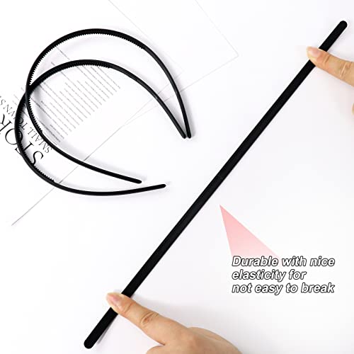 Foto von Hanyousheng 6 Stück Haarband, Schwarz Plastik Haarband, Rutschfestes Stirnband mit Anti-rutsch Zähne für Mädchen Damen Plain Stirnbänder