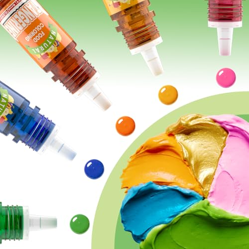 Image of Natural Food Coloring - 5 Colors FD&C & Artificial Dye Free Food Coloring, Liquid Plant Based Food Dye for Baking, Cake Decorating, Frosting, Easter Eggs, Fondant