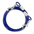 5 m Dog Lead Steel Wire Small Medium Large Dogs, 6 mm, Tie-Out Lead Pet Heavy Duty, Up to 250 kg, Dog Yard Lead with Swivel Hook, Tie Out Pets Cable for Camping Training (Blue, 5 m)