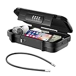 Hurinan Portable Safe Box with Code, [Waterproof & Anti-Theft]Travel Safe, Combination Security Case Lock Box with Removable Wire Rope, for Beach, Cars, Office, Vacation (Black)