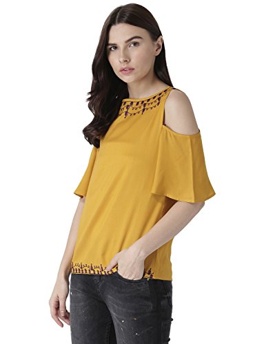 Image of MsFQ Women's Plain Regular fit Top (FTSF401795-Yellow-S Yellow S)