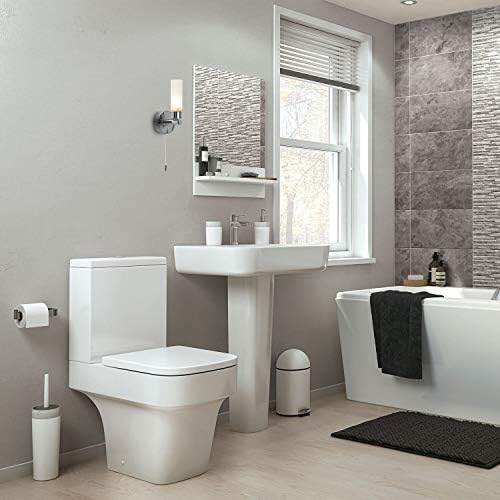 Pair of Modern Chrome IP44 Bathroom Wall Light with Pull Cord Switch Zone 2 3