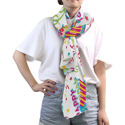 OTVEE Happy Birthday Colorful Cakes Scarfs for Women Lightweight Scarf Shawl Fashion Designer Scarves Shawls3