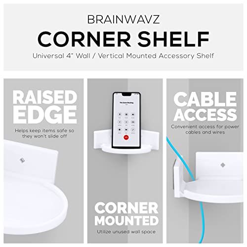Image of 4 inch Small Floating Shelf, Adhesive & Screw in, for Bluetooth Speakers, Cameras, Plants, Toys, Books & More, Shelves Wall Mount, by Brainwavz (White)
