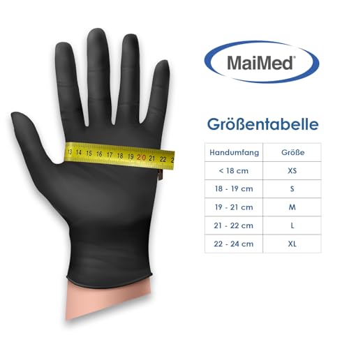 Maimed Nitrilhandschuhe Schwarz Größe L Einmalhandschuhe für große Hände
