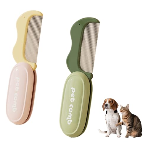 Zaldita Portable Foldable Pet Comb Set Dog Cat Grooming Brush Mini Face Eye Comb for Detangling Deshedding Tear Stain Removal Pink Green One Size