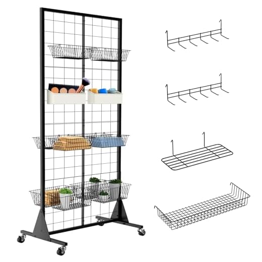 Blasinc Gridwall Panel Display Stand 2' x 5.5' Ft Heavy Movable Floorstanding Detachable Girdwall for Easy Transport, Standing Grid Towe Display Rack for Retail and Craft FairGrid Wall Panels