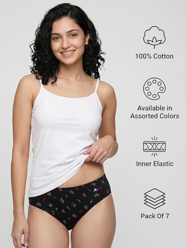Image of Panty Set for Women | Printed Mid Waist Cotton Panties for Women Combo | Hipster Briefs | Soft Breathable Innerwear for Women | Ladies Innerwear