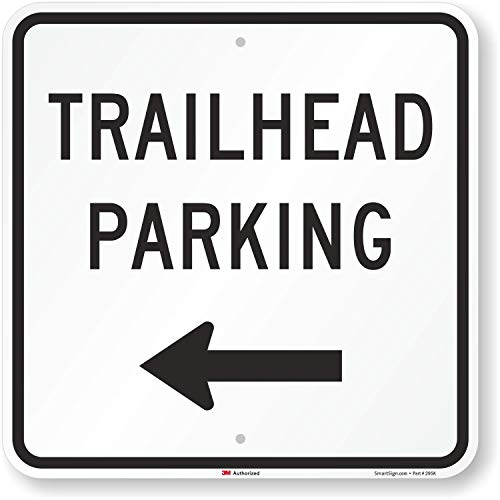 SmartSign "Trailhead Parking" Sign with Left Arrow | 18" x 18" 3M Engineer Grade Reflective Aluminum, Made in USA