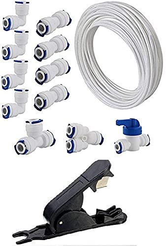 PureApas RO Water Filter Fitting, 1/4" Pushfit Straight Connector for Water Pipe (Y+T+I+L Type Combo + Shut-Off Valve), 3 Metres of 1/4" / 6.3mm Diameter Tube-image-49
