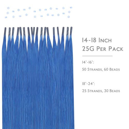 Image of WENNALIFE I Tip Hair Extensions Human Hair, 25g 25s 14 inch Blue Remy Itip Human Hair Extensions Invisible Itips Straight I Tips Fusion Extensions Real Human Hair