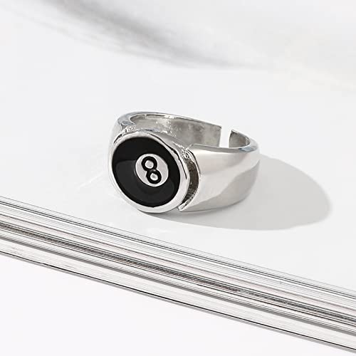Resizable Billiard 8 Ball Ring - Hip Hop Billiard Pool Black Number 8 Rings for Men Cute Gifts for Boyfriend Pool Player Billiards Lover2