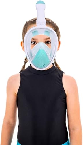 Miniatura 2 de Máscara de esnórquel para niños, máscara de buceo de cara completa, antivaho y antifugas, juego de esnórquel para niños de 5 a 14 años