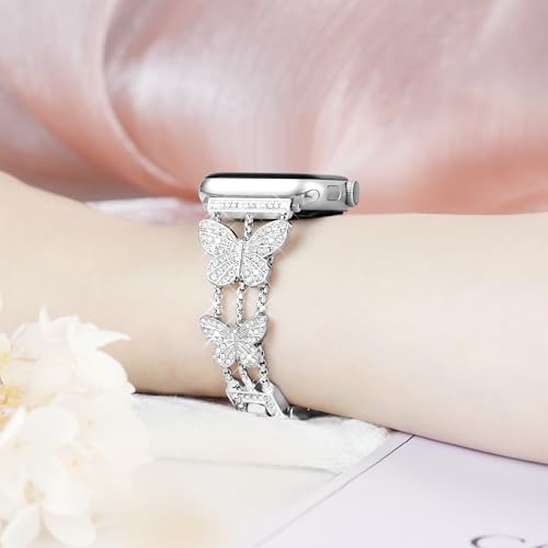 Image of Butterfly Band for Apple Watch Bands 40mm 41mm 42mm for Women Silver