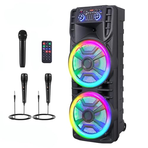 Dual 12” Wireless Bluetooth Party Speaker with Lights