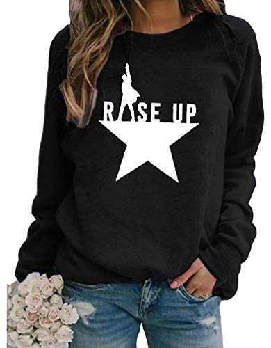 Image of Yimoya Womens Hamilton Lyrics Sweatshirts Long Sleeve Rise Up Musical Pullovers Graphic Sweater Tops