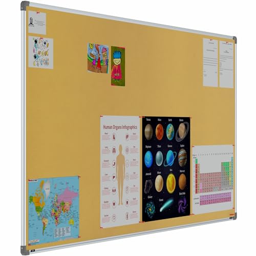 Image of Scholar Art Metis 4x8 Feet Bulletin Board for Office, Home & School | Vibrant & Versatile Crape Cloth + High Density Soft Board for Pinning Photos, Sticky Notes & Reminders (Yellow)