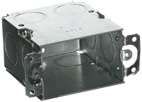 Hubbell Raco 3 in. x 2 in. Switch Box, Gangable, 3-1/2 in. Deep, Two 1/2 & Eight 3/4 in. KO's, Plaster Ears, (591)