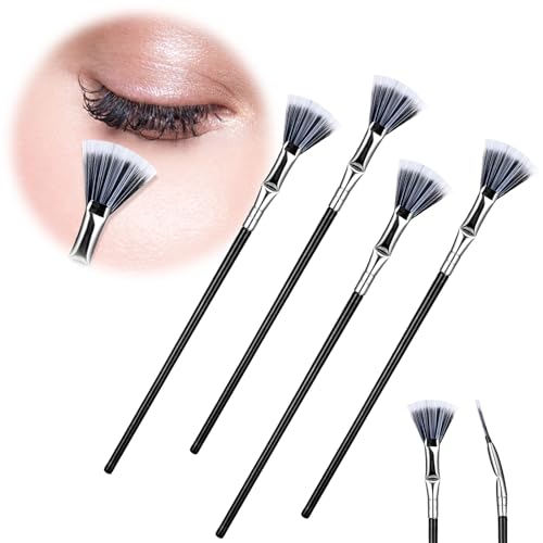 TIESOME 4Pcs Folding Angle Scalloped Lash Brush, Eyelash Eyebrow Brush Eyelash Comb Separator Mascara Fan Brush with Soft Bristles Makeup Tool for Upper Lower Eye Lash