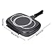 Double-Sided Portable BBQ Grill Pan, Flip Non-stick Frying Pan Safe Anti-scalding Handle Double Omelette Cookware Stove Square with Original Silica Sealing Ring for Home, Outdoor, Barbecue