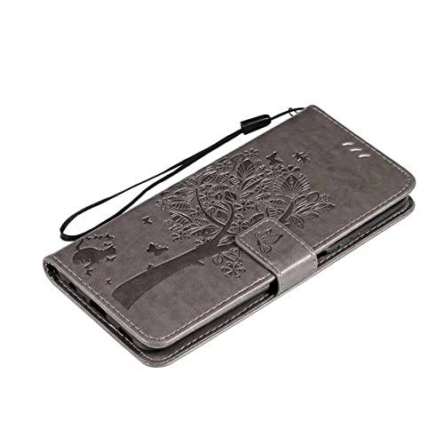 Anrtun Capa carteira para Xiaomi Redmi 10 Prime+ 5G, moda luxuosa 3D em relevo gato e árvore feminin