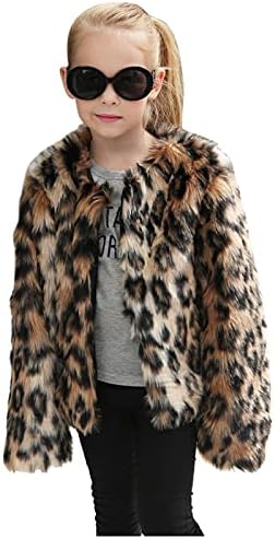 LNGRY Kids Baby Girls Autumn Winter Faux Fur Coat Jacket Warm Outwear Clothes (6-7 Years, Brown)