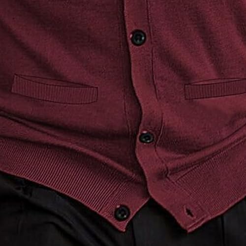 Men's Slim Fit V Neck Cardigan Sweater V Neck Knitted Coat for Men Wool Blend Button up Sweater with Pockets2