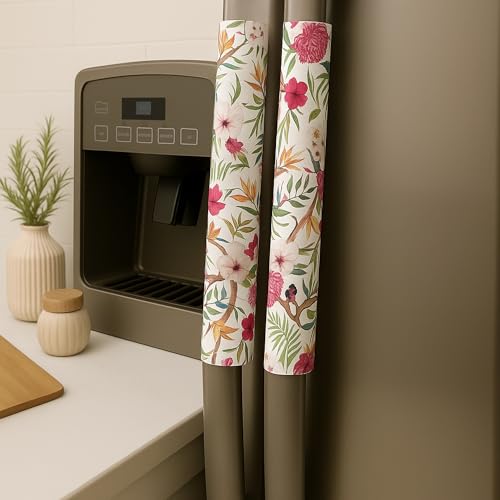 Image of WWW.THROWPILLOW.IN Fridge Handle Covers, Set of 2|Floral Printed Washable Fridge Handle Cover For Lg Samsung Fridge Refrigerator Door Handle Cover Kitchen Decor, 2 Piece