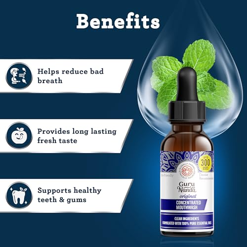 GuruNanda Concentrated Mouthwash (2 fl oz), Fluoride-Free, Mint Mouthwash with Natural Essential Oils, Supports 300 Rinses, Aids in Fresh Breath - Image 4