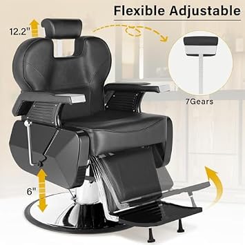 Salon Chair Hydraulic, Vintage 360° Swivel Barbershop Styling Chair for Hair Cutting & Shampoo Equipment - Professional All Purpose Recliner