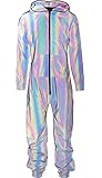 Woodies Two Tone Metallic Glow Onesie for Adults | Lounge Style Non-Footed Half-Zipper Jumper with Hoodie for Women and Men (S)