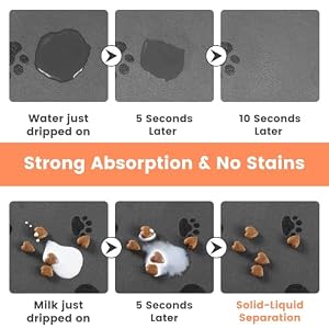 Pet Feeding Mat-Absorbent Pet Placemat for Food and Water Bowl, with Waterproof Rubber Backing, Quick Dry Water Dispenser Mat for Dog and Cat (12"x20", Dark Gray) Pet Feeding Mat-Absorbent Pet Placemat for Food and Water Bowl, with Waterproof Rubber Backing, Quick Dry Water Dispenser Mat for Dog and Cat (12″x20″, Dark Gray)
