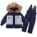 JELEUON 2 Pcs Baby Girls Boys Fur Trim Puffer Jacket and Snow Ski Bib Pants Outfits Skisuit Outfits Set For Outdoor Winter