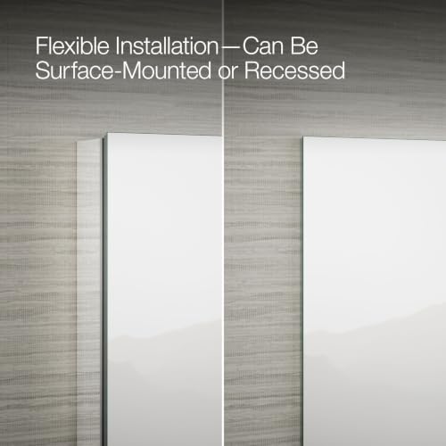 Image of Kohler 55065-NA Embark Slim Two-Door Medicine Cabinet Mirror, Adjustable Shelves with Mirrored Doors, 35 in. W x 26 in. H