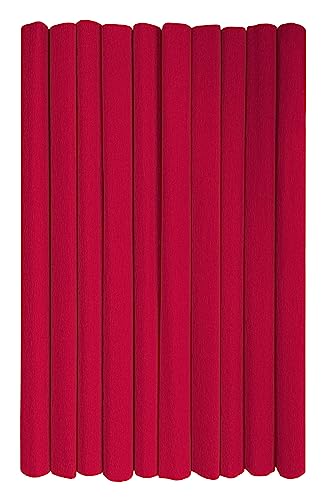 Interdruk - Rouleaux de papier crépon pour enfants, bricolage et décorations - Lot de 10 rouleaux (50cm x 200cm, 28g/m2) - 08 Rouge foncé